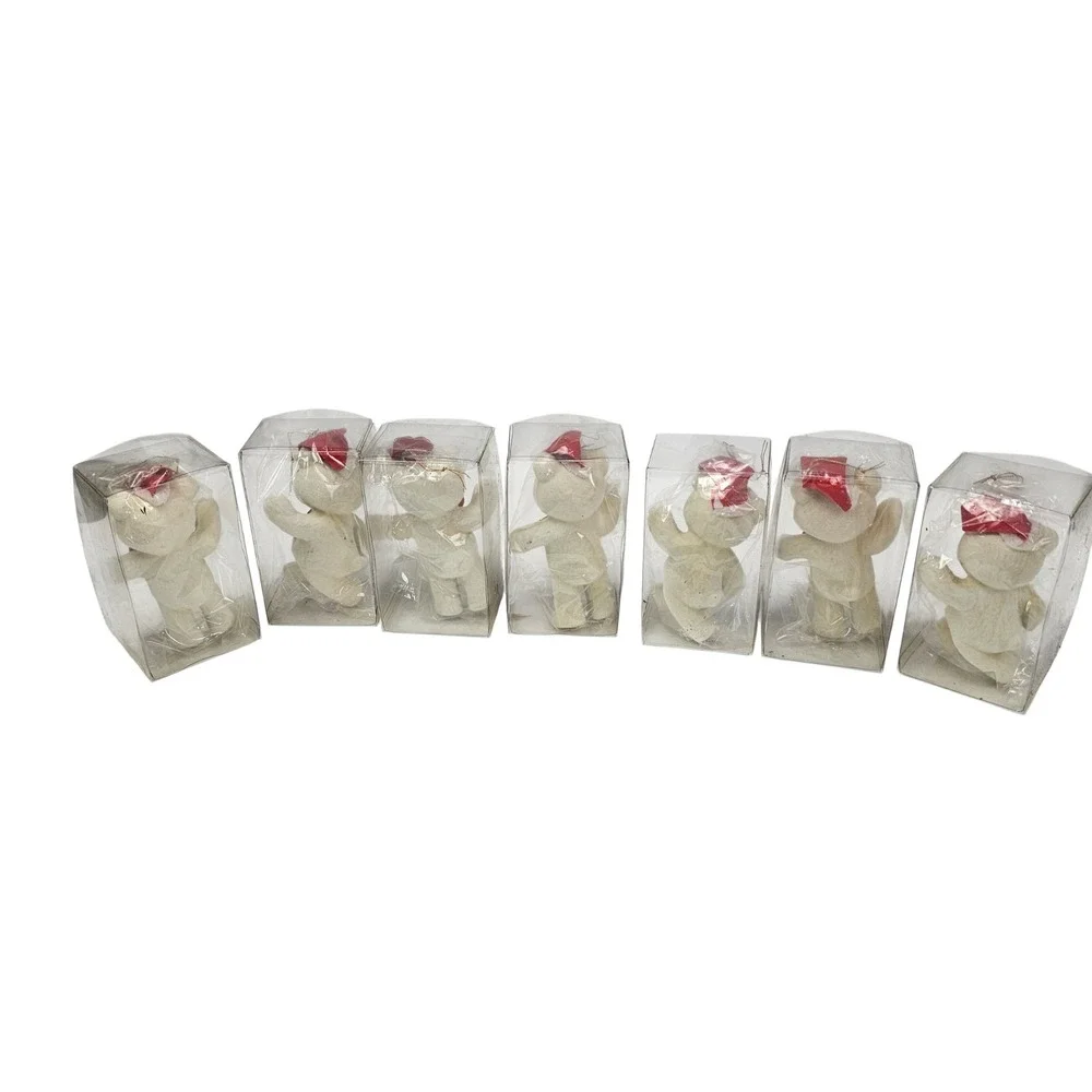 Lot of 15‎ Vtg Style Flocked Teddy Bear Christmas Ornaments Individually Boxed